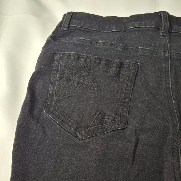 Jeaniologie Womens Bootcut Mid Rise Jeans Size 12 Black Wash Vintage - Picture 12 of 13